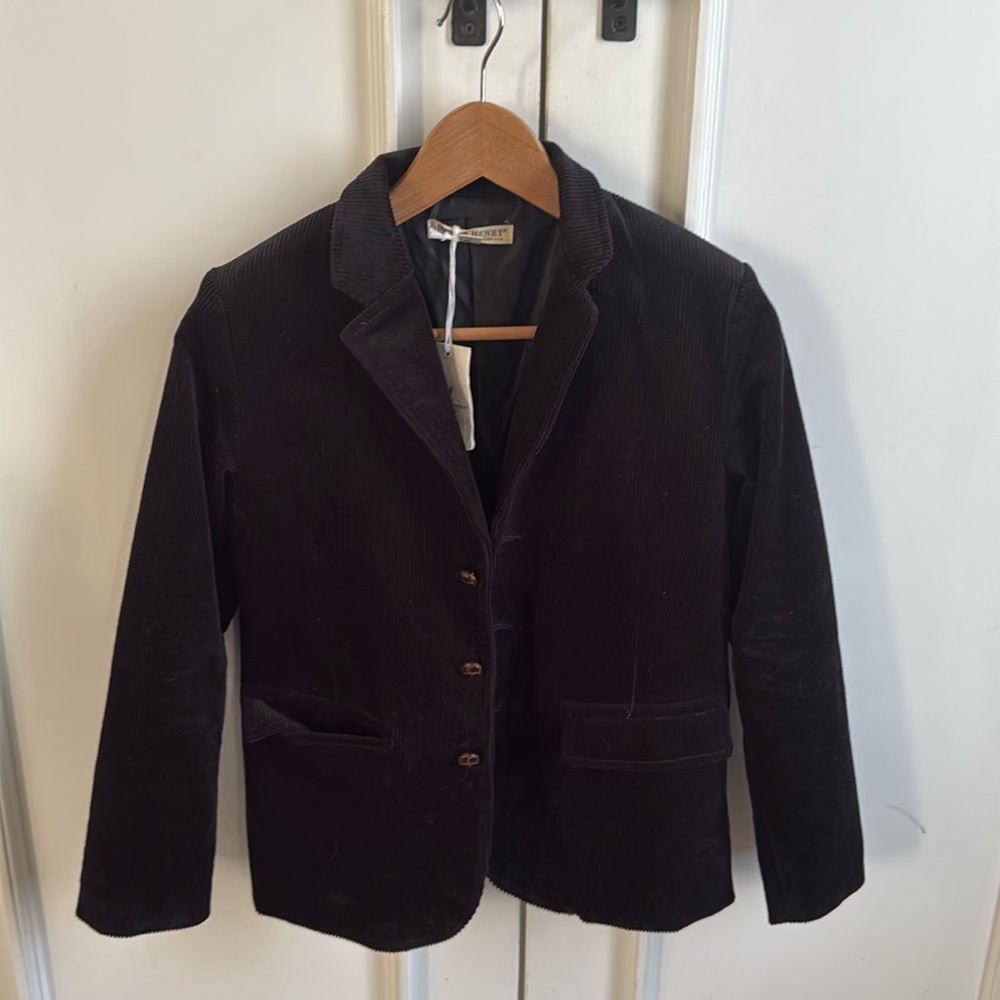Boys Black Corduroy Blazer with Elbow Patches NWT